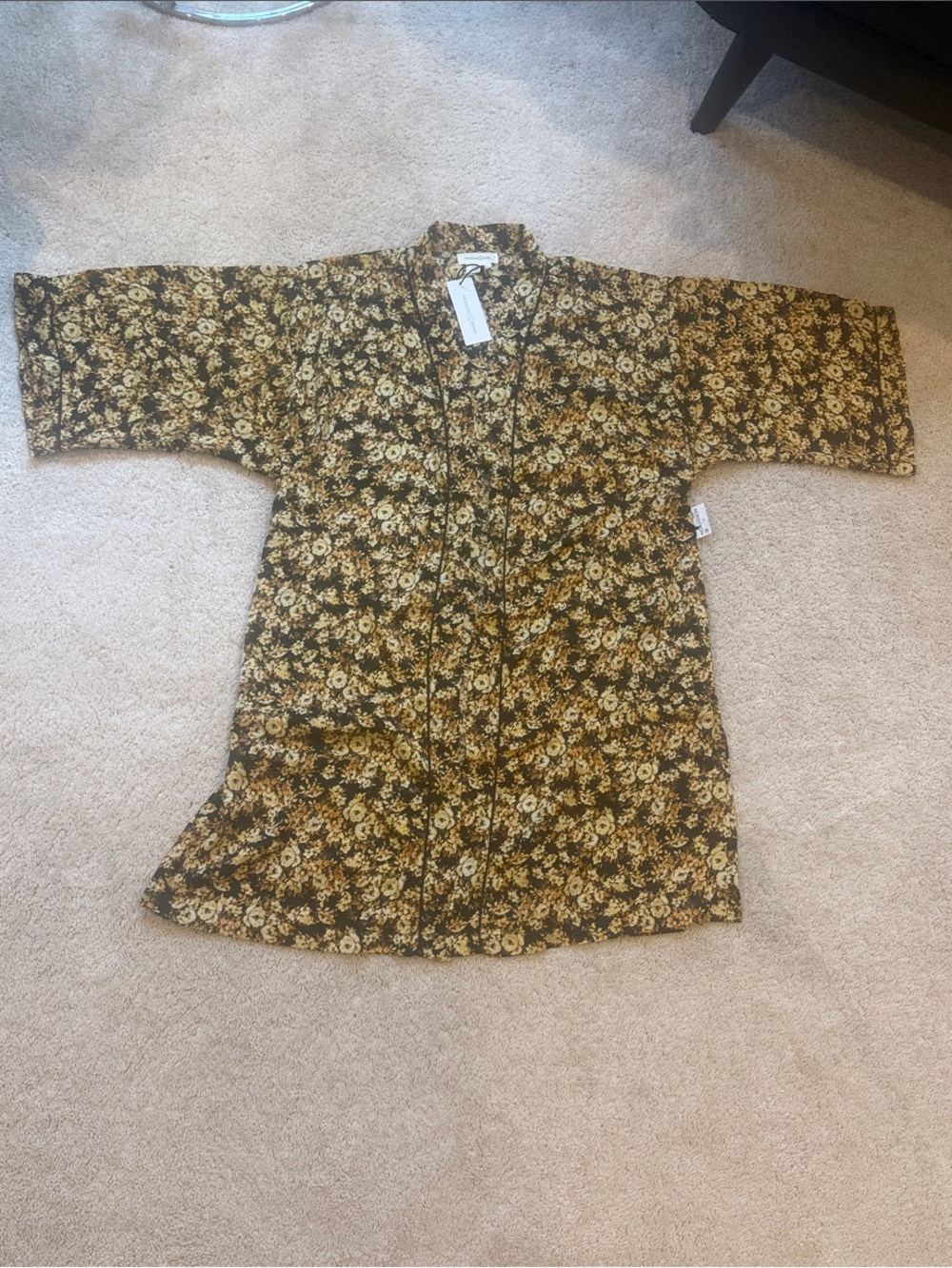 Treasure & Bond Mustard and Black Floral Kimono